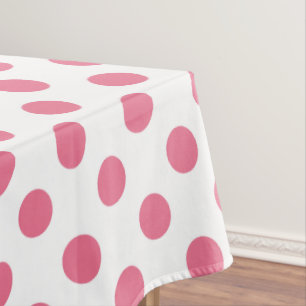Pink and white polka dots tablecloth