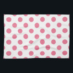 Pink and white polka dots tea towel<br><div class="desc">Pink and white polka dots</div>
