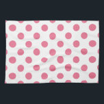 Pink and white polka dots tea towel<br><div class="desc">Pink and white polka dots</div>