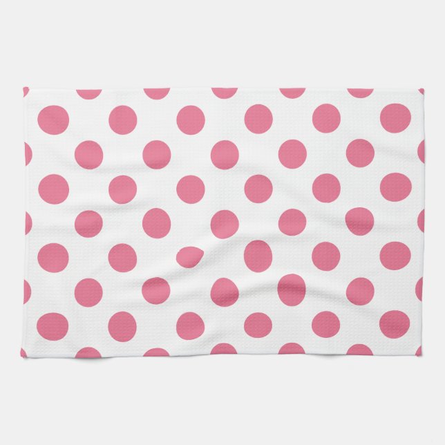 Pink and white polka dots tea towel (Horizontal)