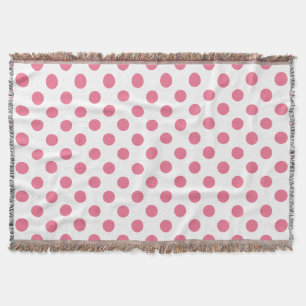 Pink and white polka dots throw blanket