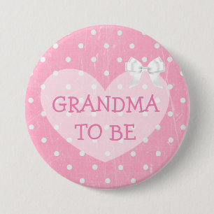 Pink and White Polka Dotted Grandma To Be Button