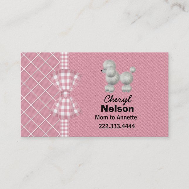 Pink, and White Poodle Mummy Card (Front)