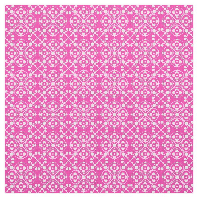 Pink and White Pretty Pattern Fabric (Swatch)