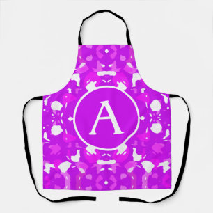 Pink and White Pretty Symmetrical Markings Letter Apron