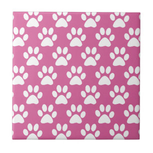 Pink and white puppy paws pattern tile