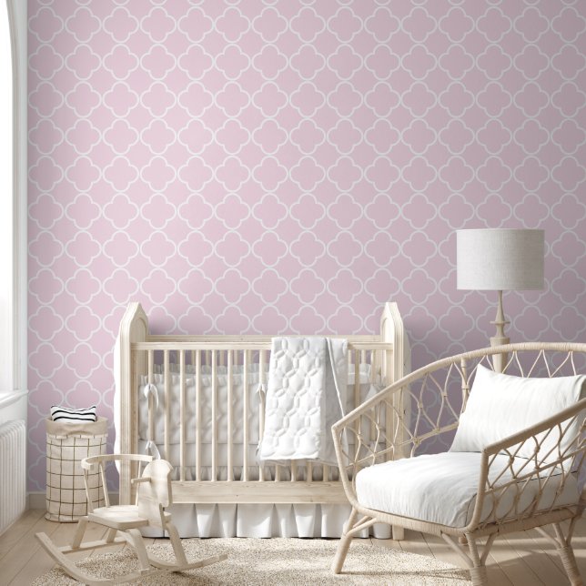 Pink and White Quatrefoil - Background Changeable Wallpaper (Kids)