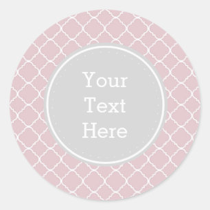 Pink and White Quatrefoil Classic Round Sticker