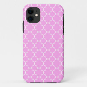 Pink And White Quatrefoil Pattern iPhone 11 Case