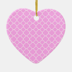 Pink And White Quatrefoil Pattern Ceramic Tree Decoration