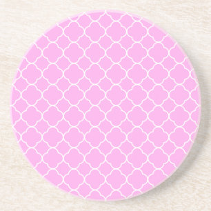 Pink And White Quatrefoil Pattern Coaster