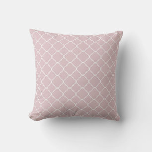 Pink and White Quatrefoil Pattern Monogram Cushion
