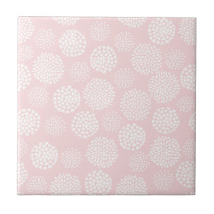 Pink and White Retro Cute Pastel Ceramic Tile