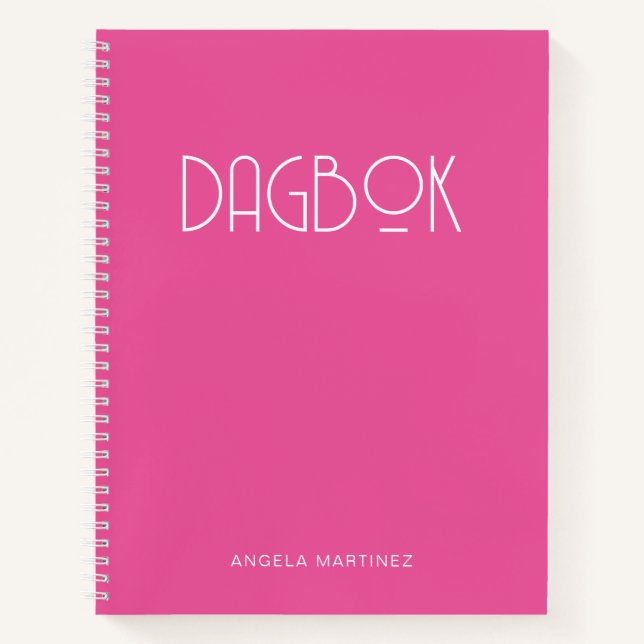 Pink and White Retro Style Dagbok Notebook (Front)
