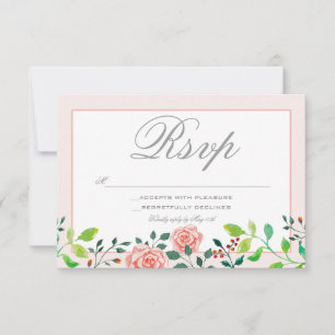 Pink and White Rose Garden RSVP Card