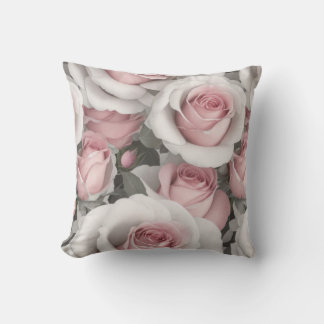 Pink and White Roses Cushion