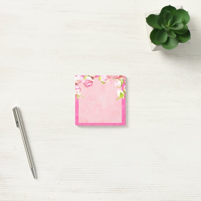 Pink and White Roses Post-It Notes (Office)