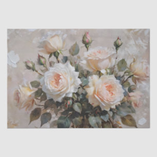Pink and White Roses Print Decoupage / Tissue Paper