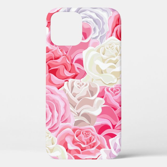 pink and white roses seamless pattern. Flowers tex Case-Mate iPhone Case (Back)