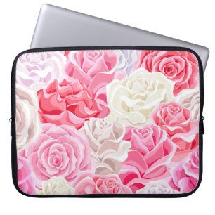 pink and white roses seamless pattern. Flowers tex Laptop Sleeve
