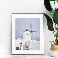 Pink and White Santorini Mill Photo