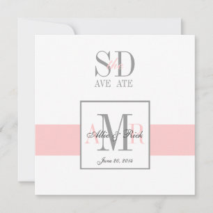 Pink and White Save the Date Wedding Announcement