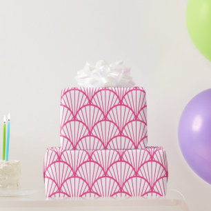 Pink And White Scallop Pattern Wrapping Paper