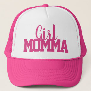 pink and white script GIRL MOMMA lettering   Trucker Hat