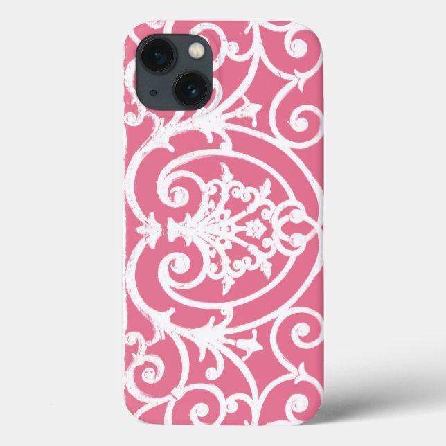Pink and white scrollwork Case-Mate iPhone case (Back)