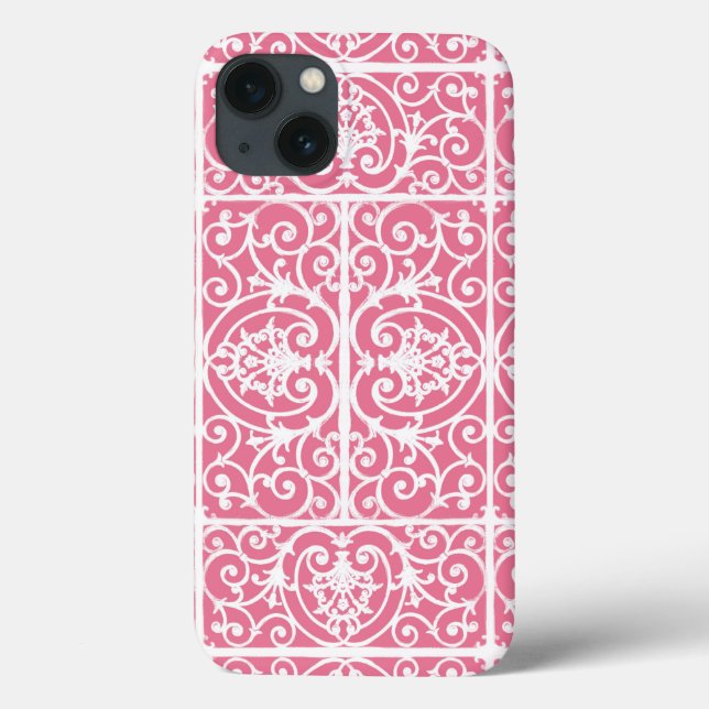 Pink and white scrollwork Case-Mate iPhone case (Back)