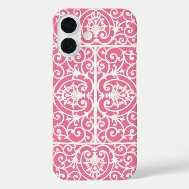 Pink and white scrollwork  Case-Mate iPhone case (Back)