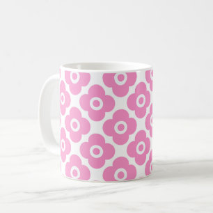 Pink and white simple floral pattern coffee mug