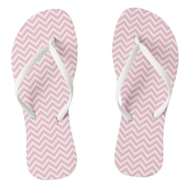 Pink and White Small Size Chevron Stripes Thongs (Footbed)