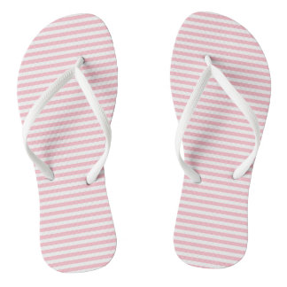 Pink and White Small Size Horizontal Stripes Thongs