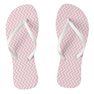 Pink and White Small Size Vertical Chevron Stripes Thongs