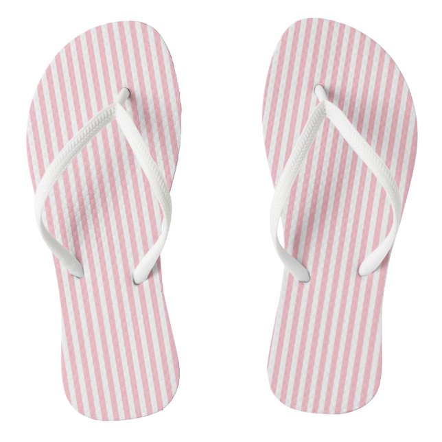 Pink and White Small Size Vertical Stripes Thongs (Footbed)