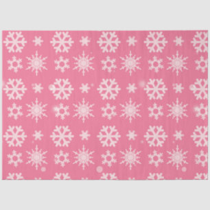 Pink and White Snowflakes Christmas Tissue Paper