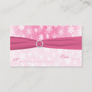 Pink and White Snowflakes Placecards