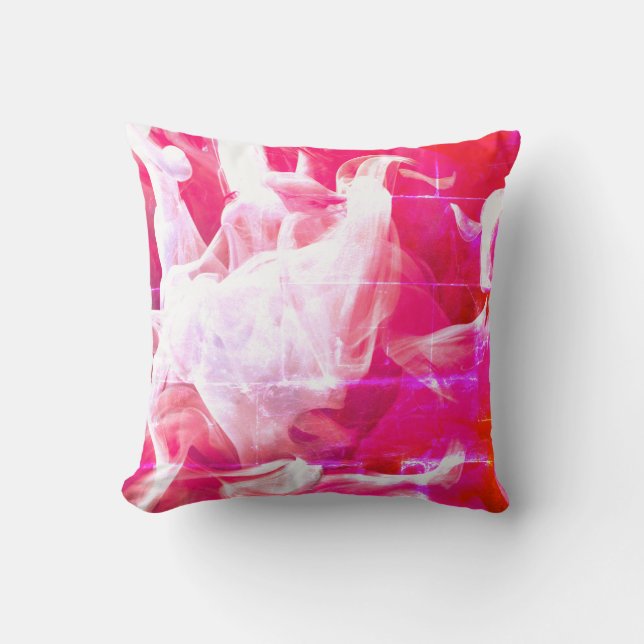 Pink and White Splash Paint Throw Pillow (Front)