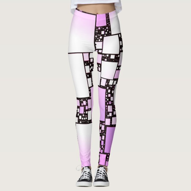 Pink and White Square Dancing Leggings (Front)