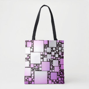 Pink and White Square Dancing Tote Bag