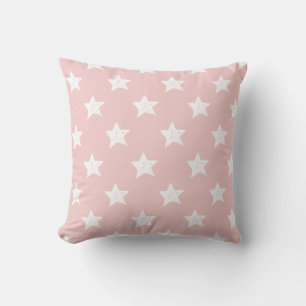 Pink and White Star Pattern Cushion