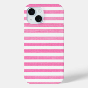 Pink and White Stripe iPhone 15 Case