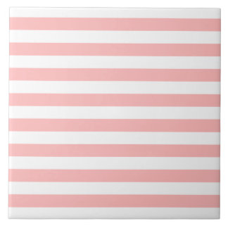 Pink and White Stripe Pattern Ceramic Tile