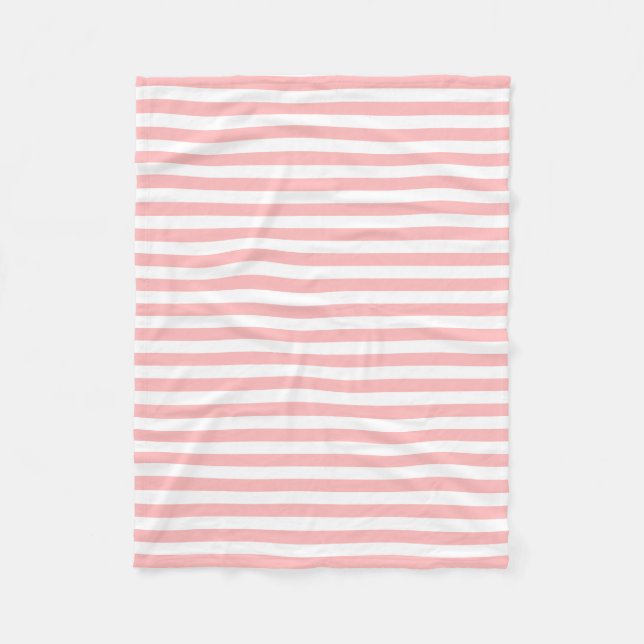 Pink and White Stripe Pattern Fleece Blanket (Front)