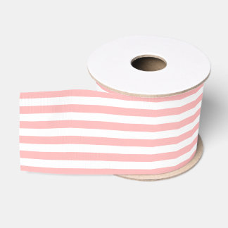 Pink and White Stripe Pattern Grosgrain Ribbon
