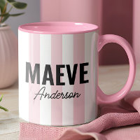 Pink and white stripe personalised modern elegant