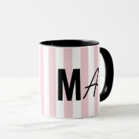 Pink and white stripe personalised modern monogram