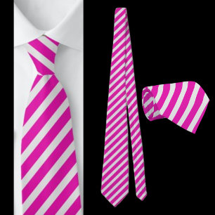 Pink And White Striped Abstract Pattern Neck Tie