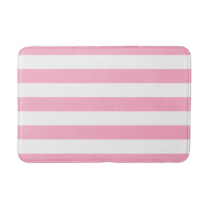 Pink and White Striped Bath Mat